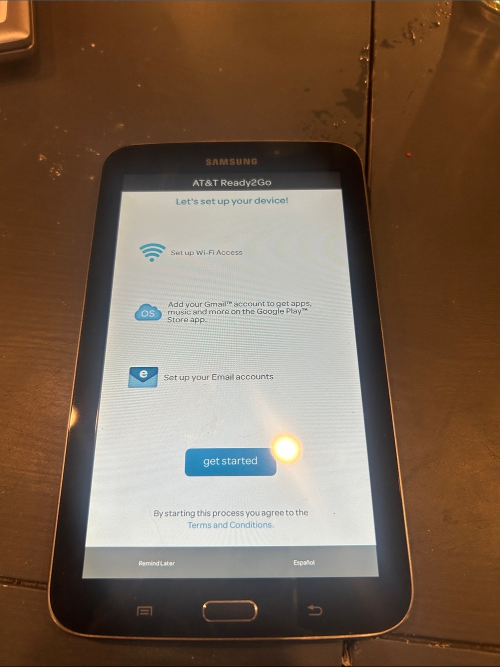 Samsung Black Android Tablet with White Display